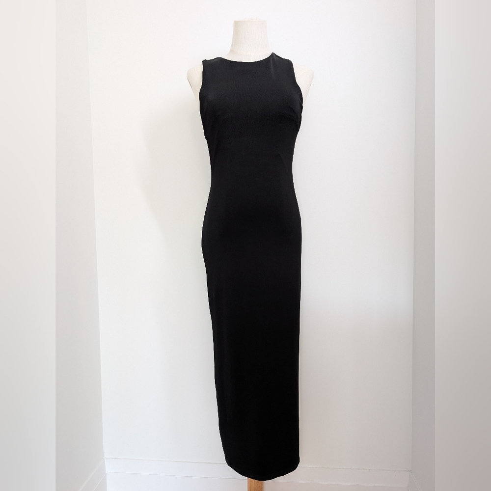 Black Slinky Maxi Dress With Cut Out Back